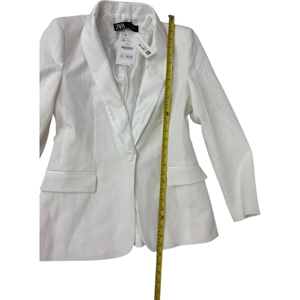 Zara Womens Tuxedo Blazer Suit Jacket Size M White Satin Lapel 7855/542 NWT - Picture 11 of 12